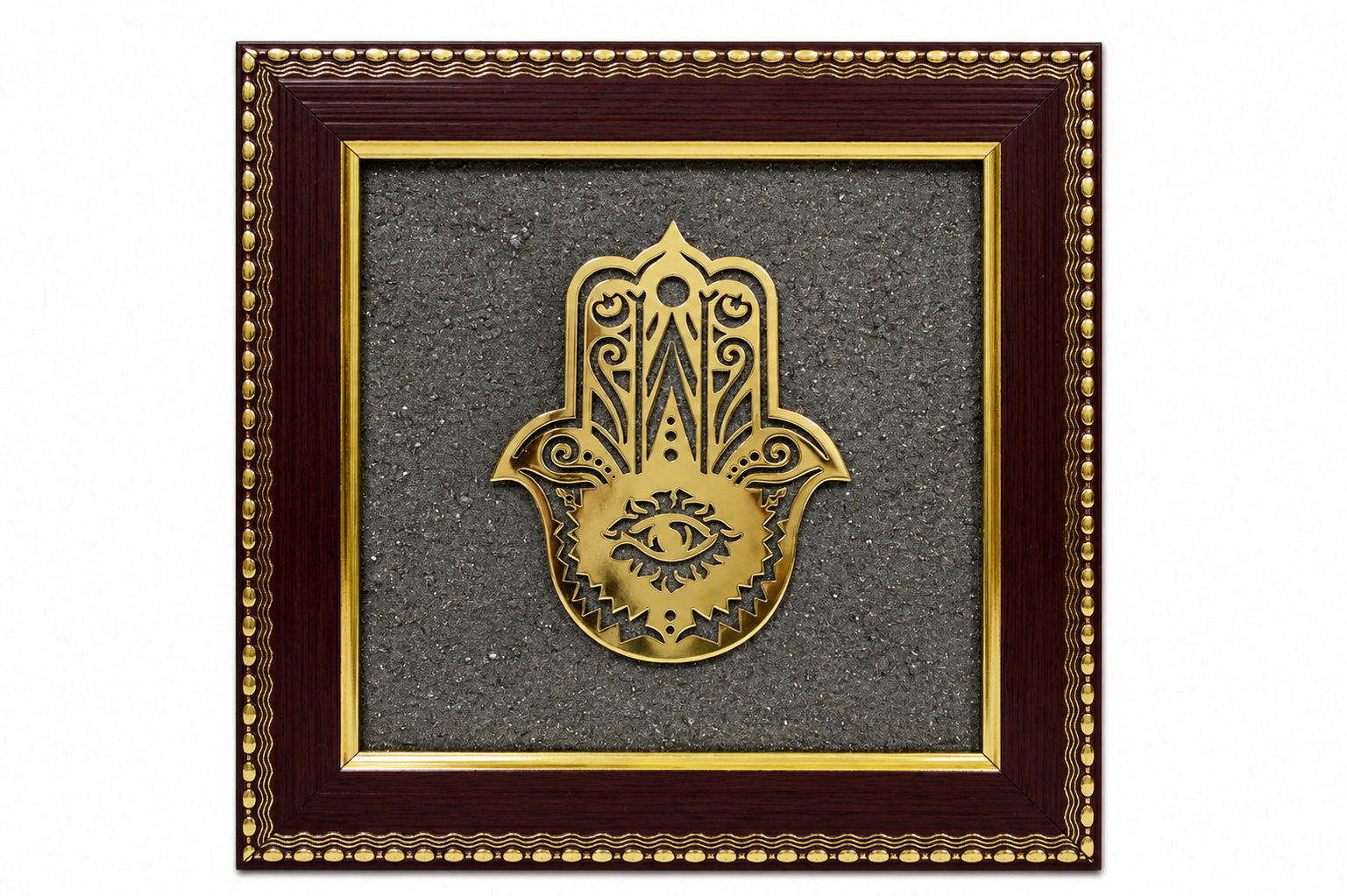 Hamsa Evil Eye Pyrite Crystal Frame