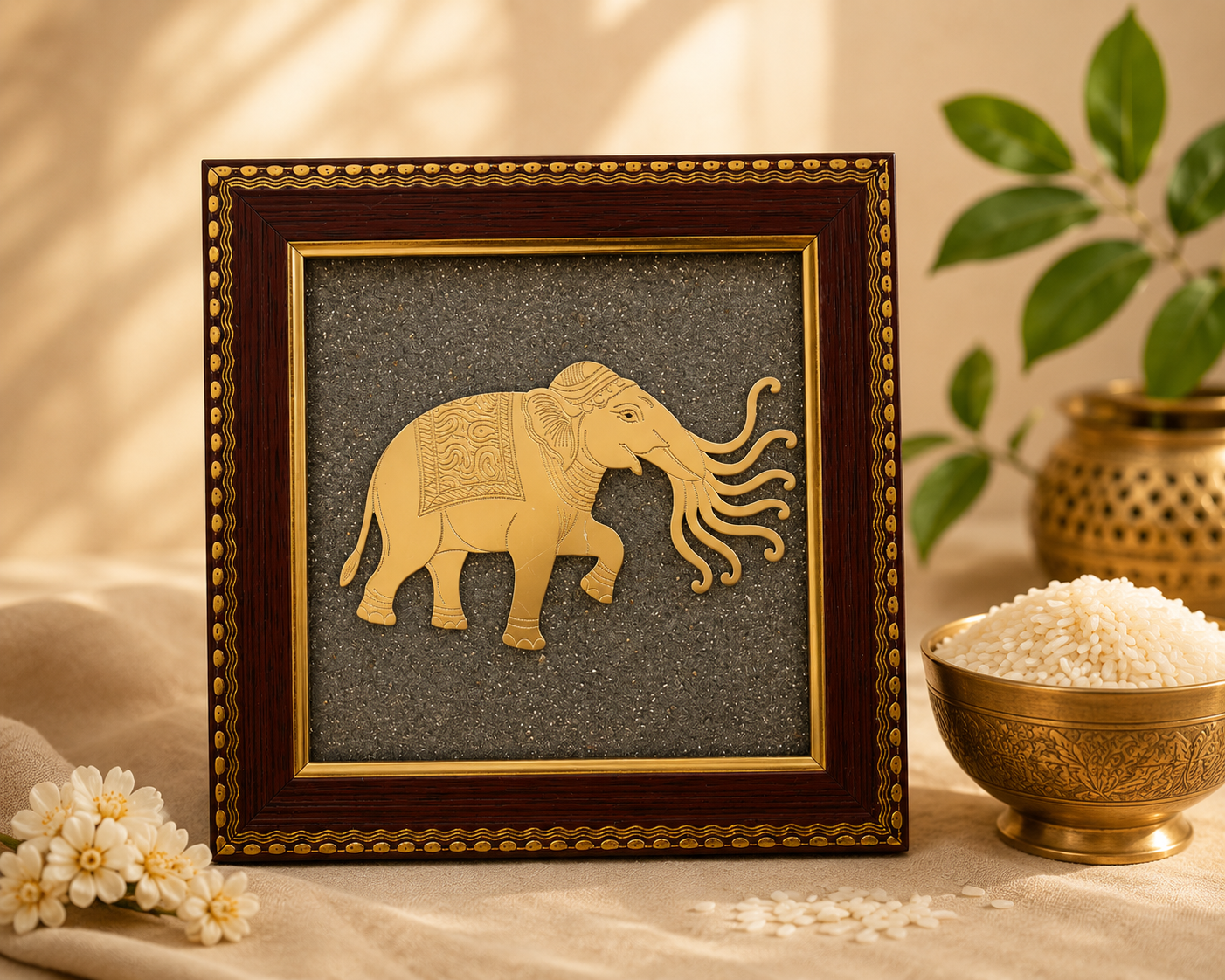 Golden Elephant Prosperity Frame